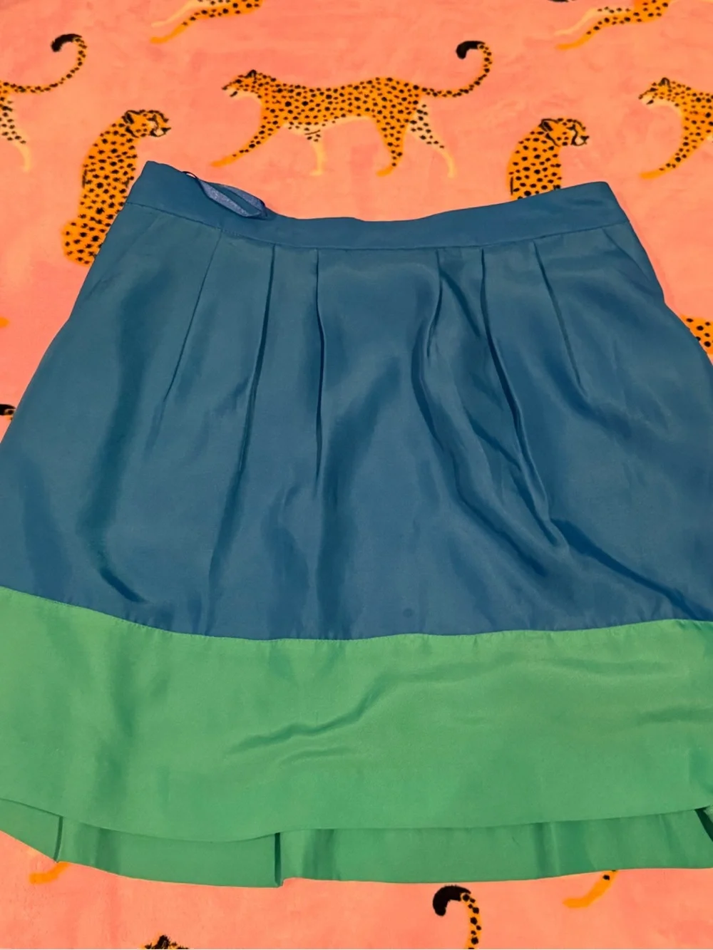 J. Crew Blue and Teal Colorblock Skater Skirt